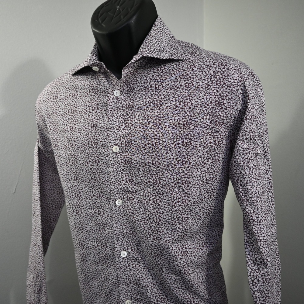 Bonobos Button Up Men 15.5-34 Tailored Fit Purple Floral Long Sleeve Stretch